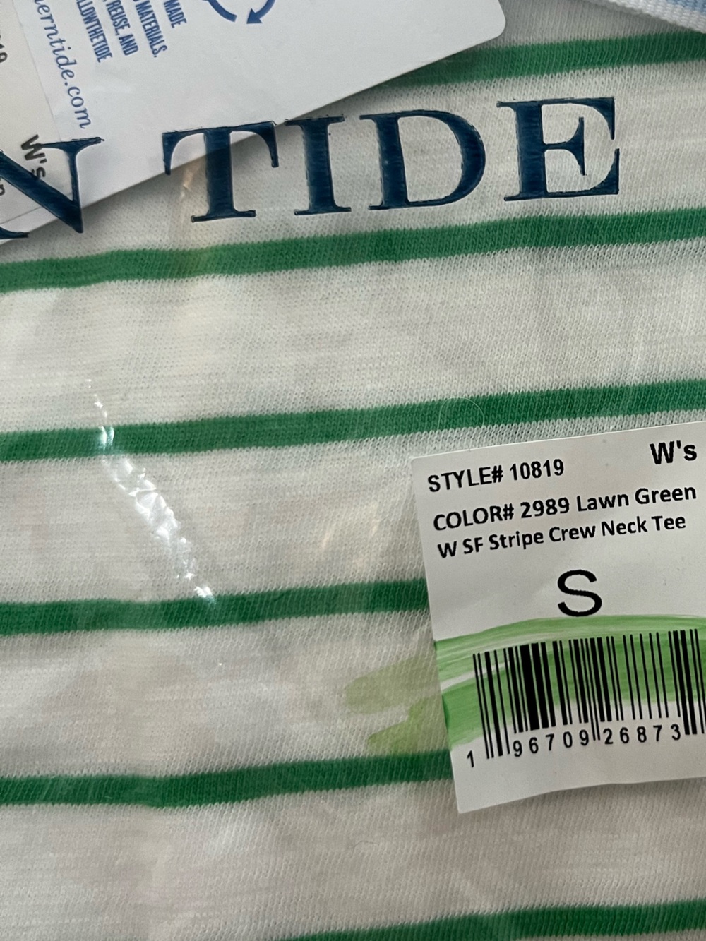 Southern Tide Lawn Green Sun Farer Stripe Crewneck S - Picture 4 of 5